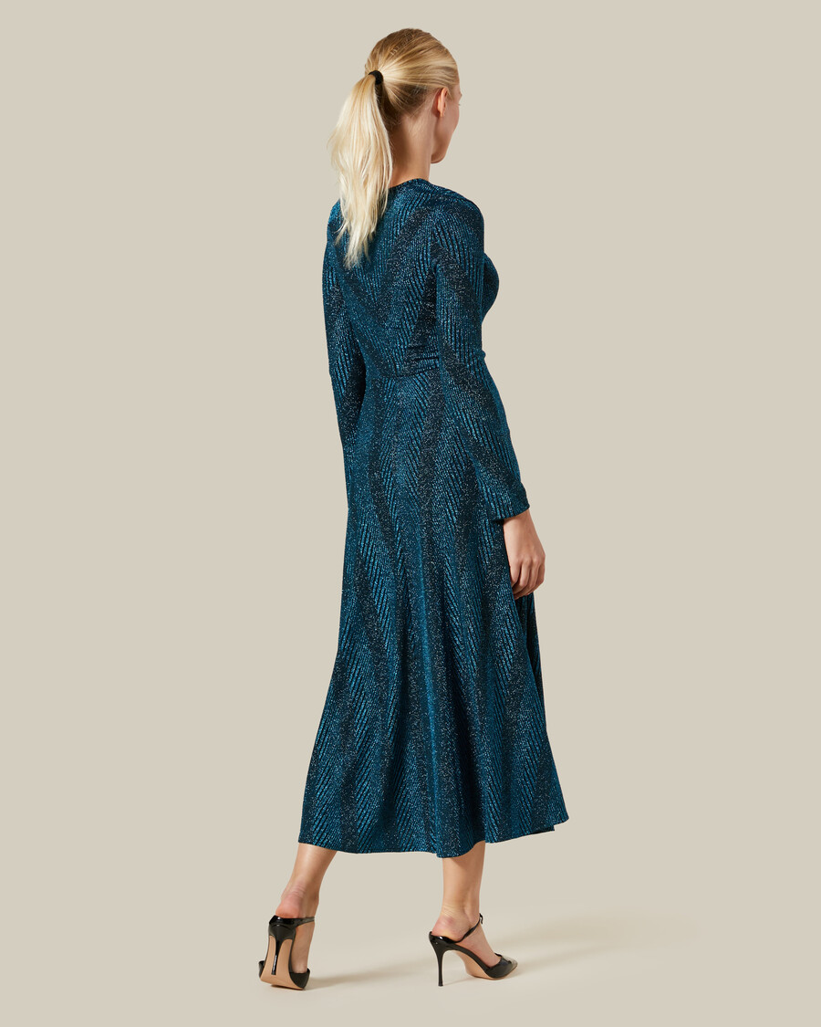 robe longue rayée en mélange de lurex