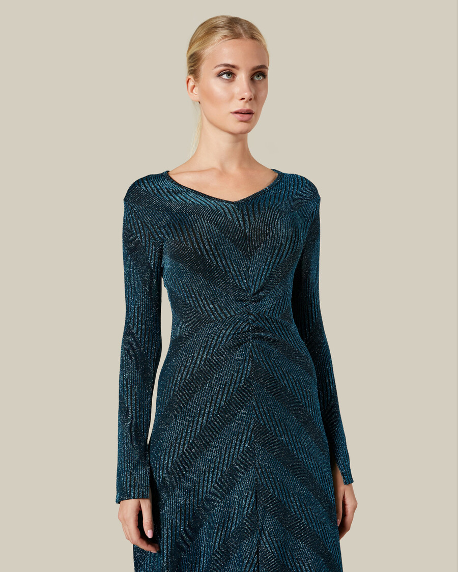 robe longue rayée en mélange de lurex