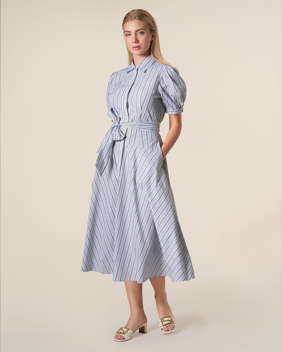 robe-chemise rayée en popeline de coton