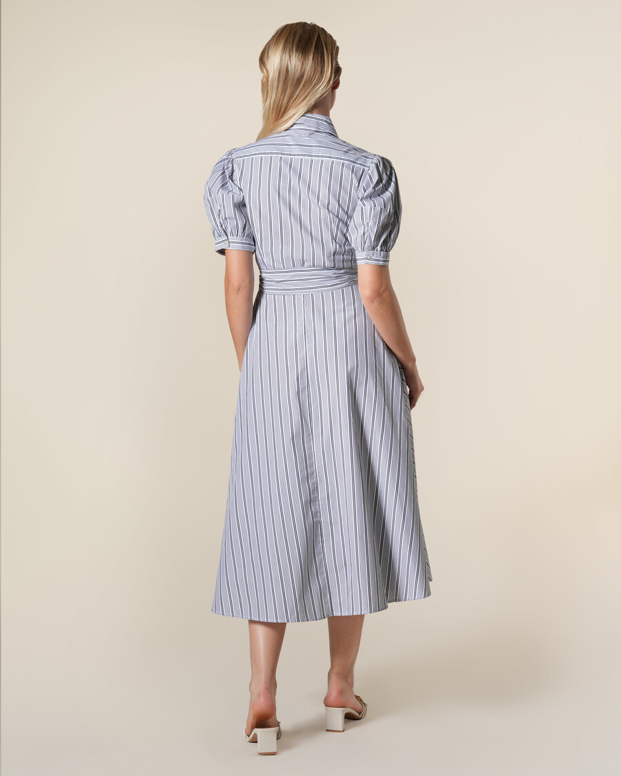 robe-chemise rayée en popeline de coton