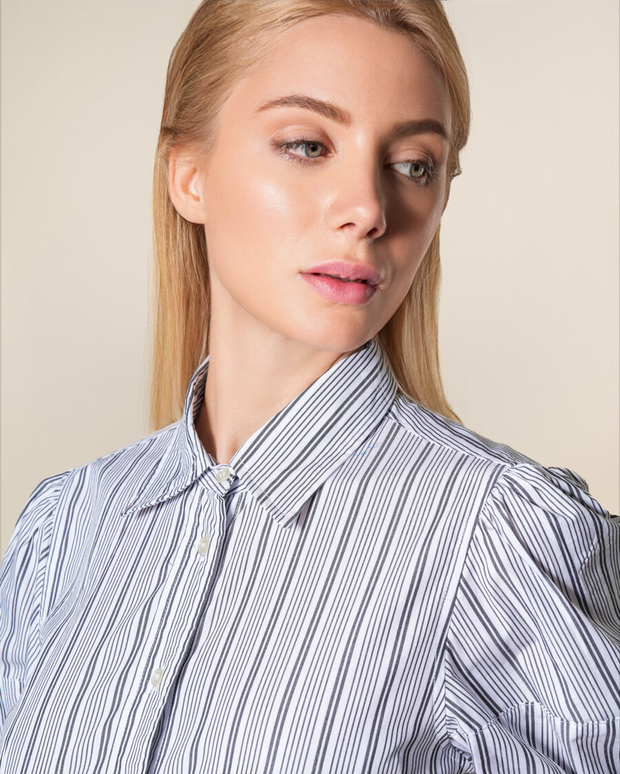 robe-chemise rayée en popeline de coton