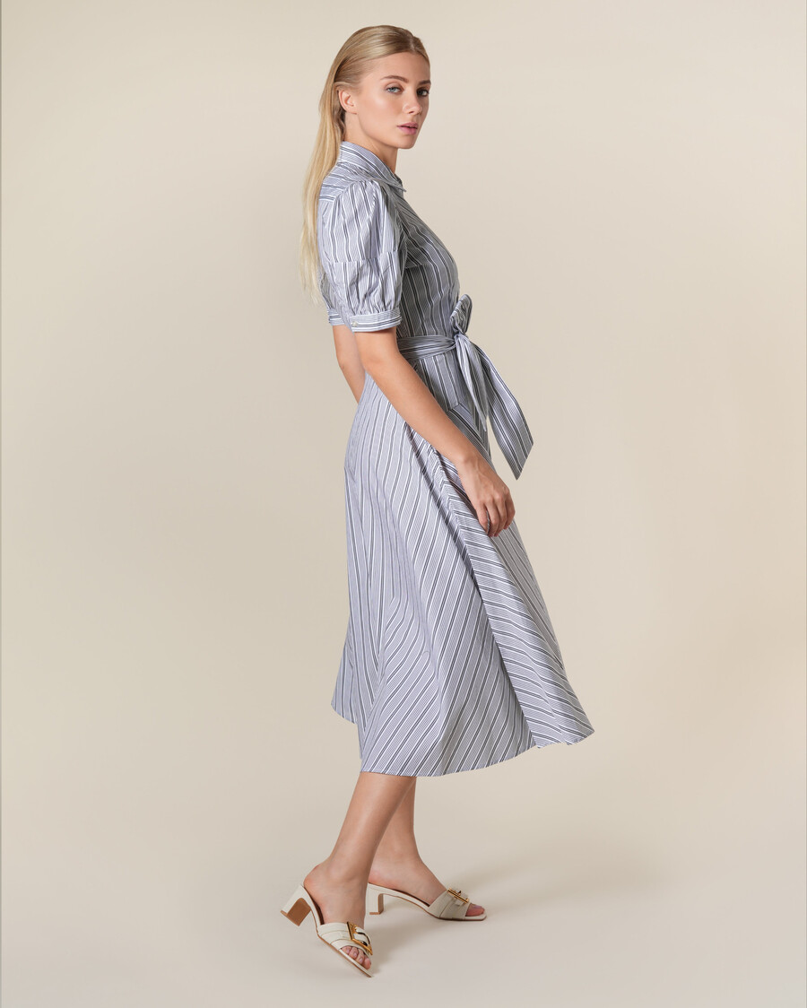 robe-chemise rayée en popeline de coton