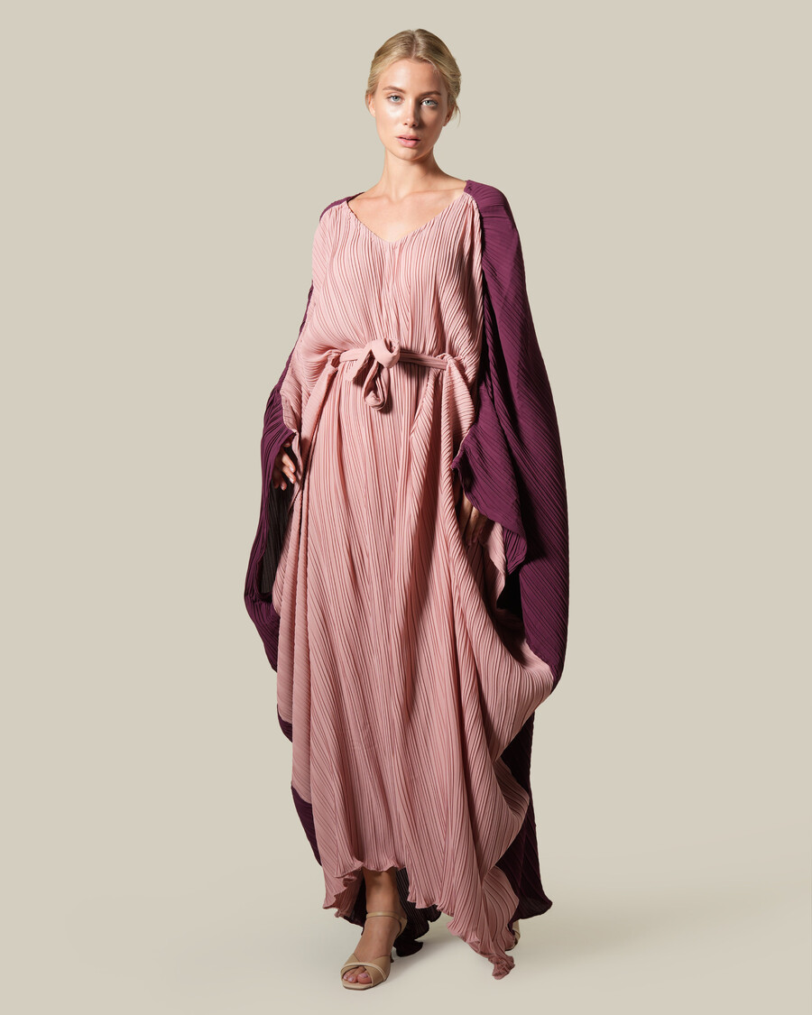 robe plissée à blocs de couleur