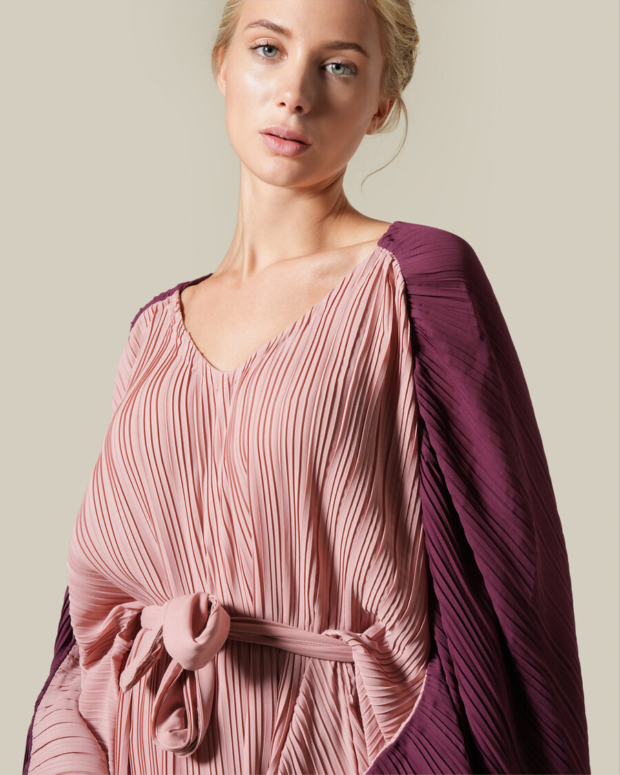 robe plissée à blocs de couleur