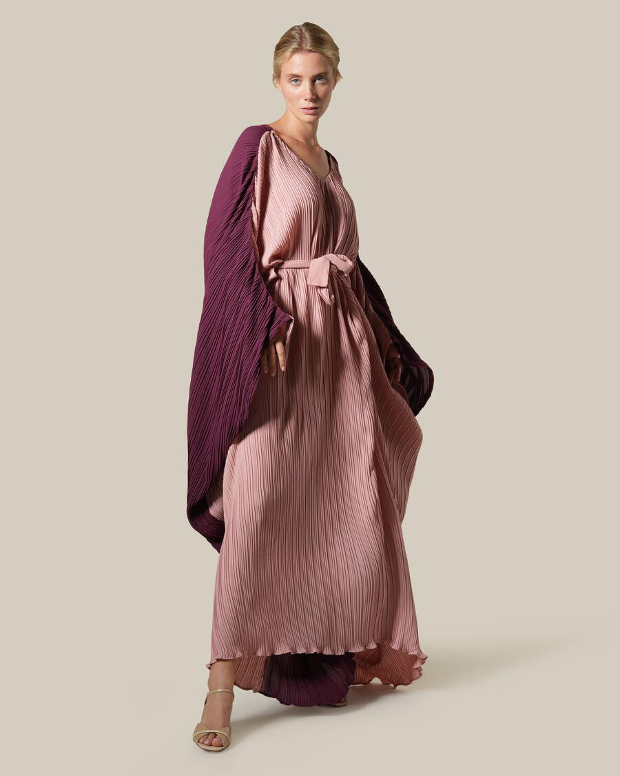 robe plissée à blocs de couleur