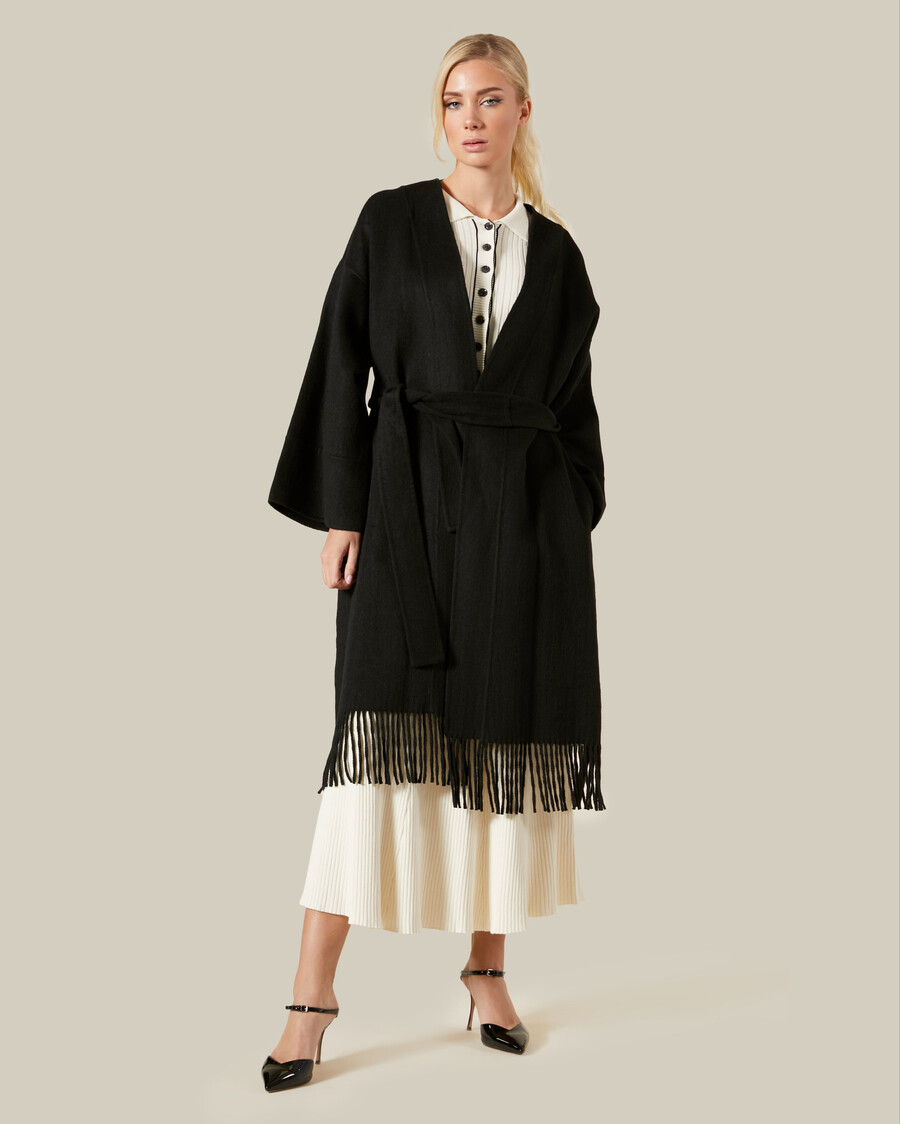 robe maxi en maille côtelée à liseré contrastant