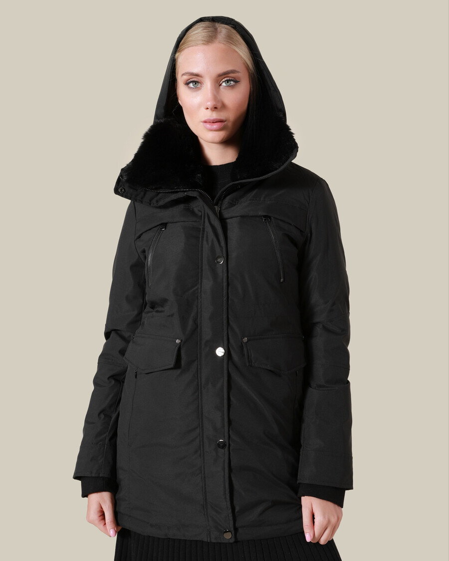 veste dhiver à bordure de fourrure