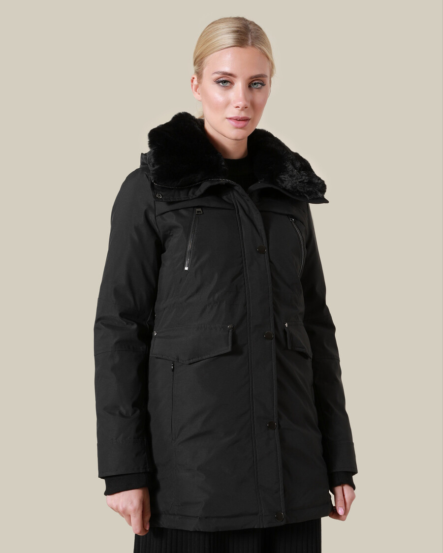 veste dhiver à bordure de fourrure